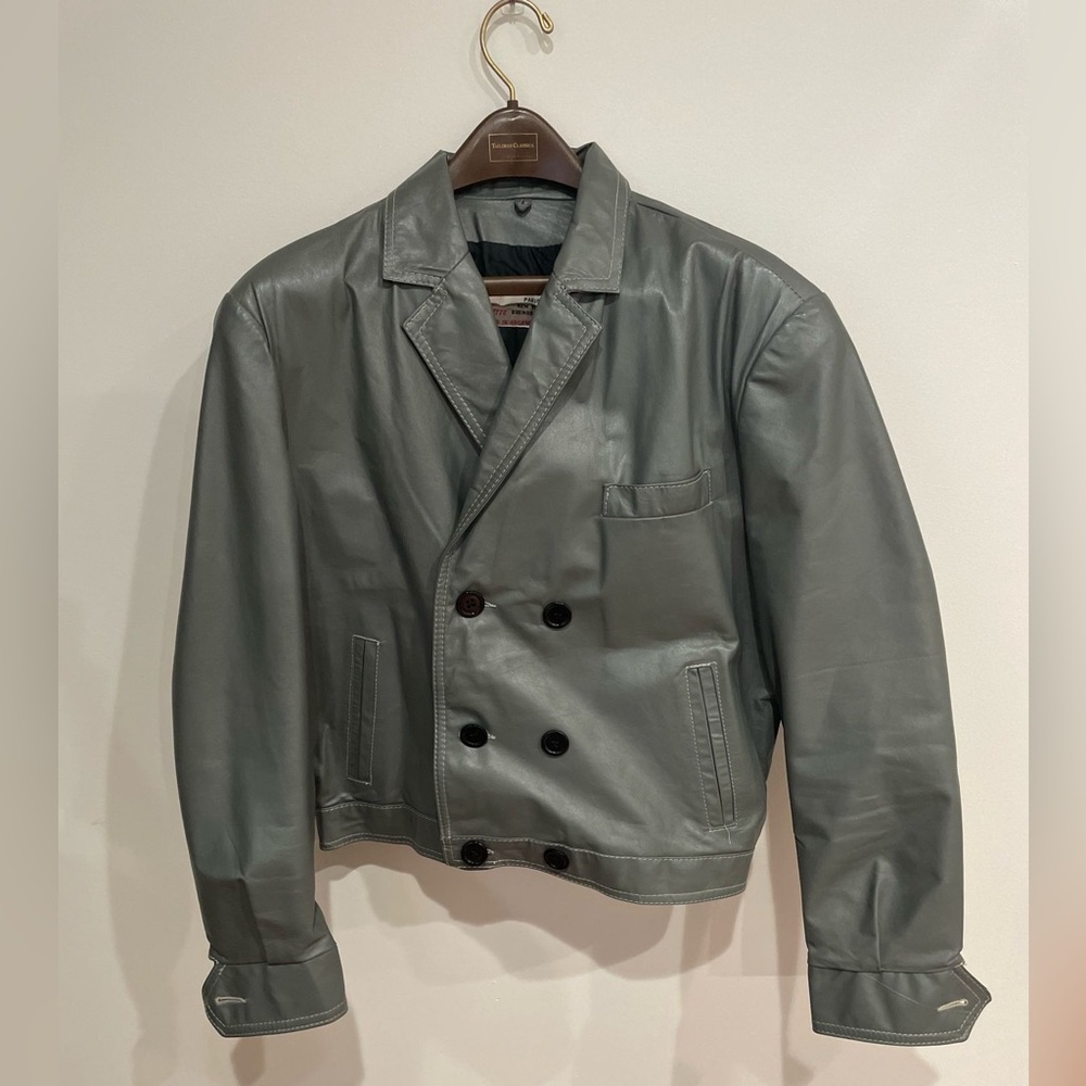 Vintage Jean Pierre Gray Leather Jacket, 42 Genuine Leather